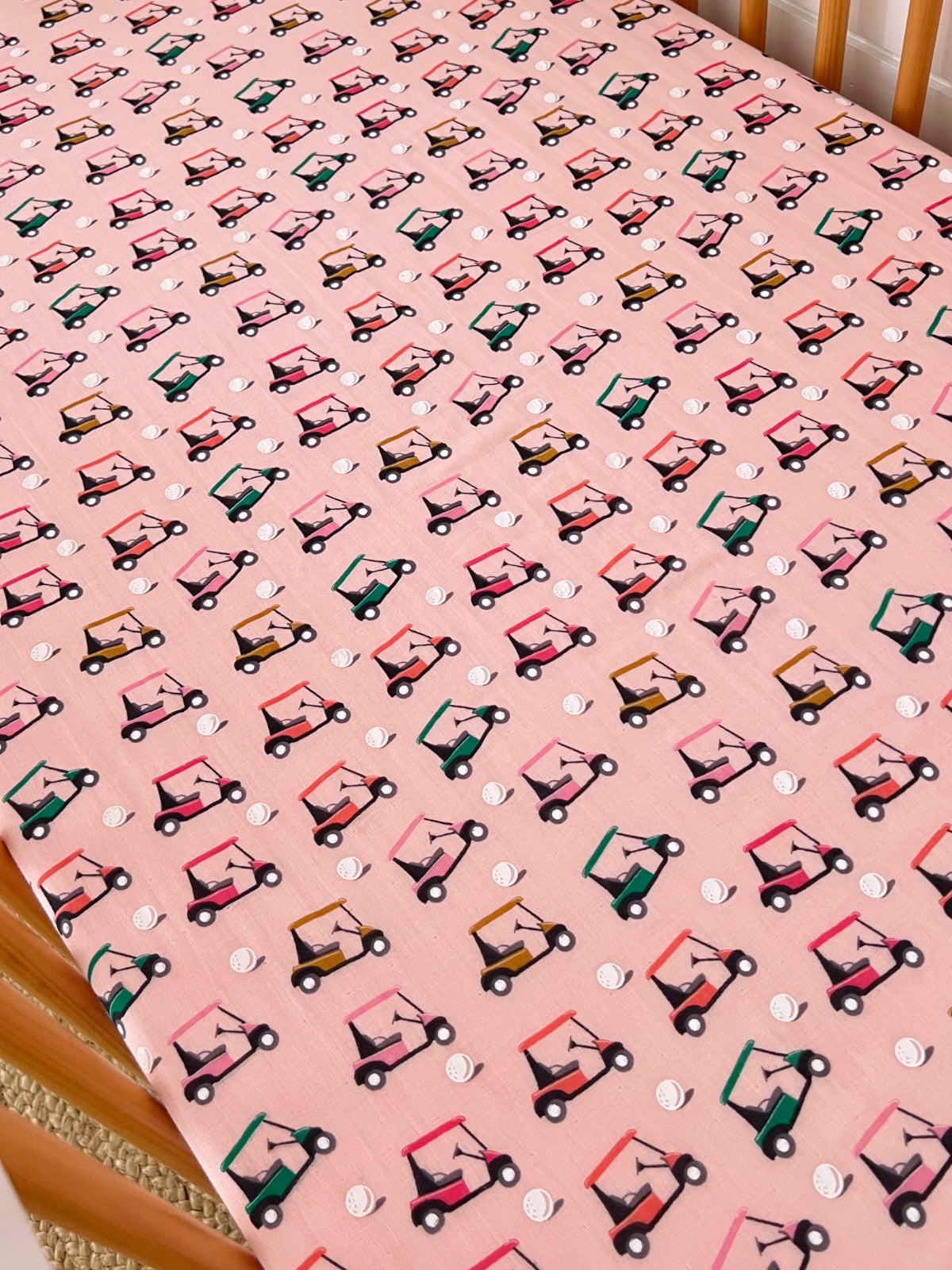 Pink Golf Cart / Organic Crib Sheet