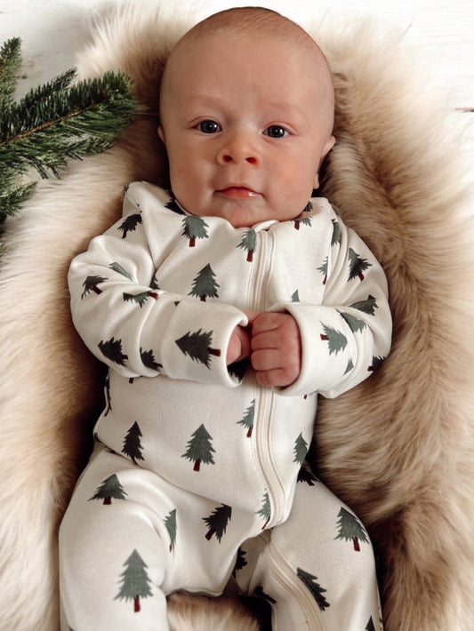 Trees / Organic 2-Way Zip Romper