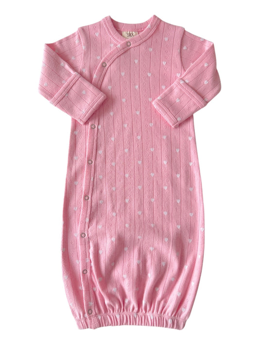 Pink with White Heart / Organic Pointelle Gown