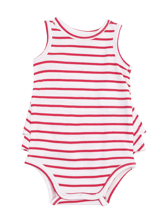 Ruffle Tank Bubble, Stripe Vintage Red
